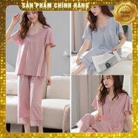 XẢ KHO Bộ đồ mặc nhà pijama lụa phối ren cao cấp quần lửng, ngắn tay nữ tính mềm mịn, mát khi mặc Giảm 20%