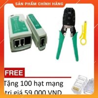 Xả Kho- Combo 1 Hộp test mạng đa năng RJ11/45 + 1 Kìm bấm mạng đa năng China OB-315 (Xanh) + Tặng 100 hạt mạng