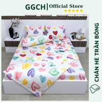 (XẢ KHO) Combo 5 món Chăn Hè Kèm Ga và 2 Vỏ Gối Nằm,1 vỏ gối ôm Mẫu Tim Vẽ (Chát với shop nhé)