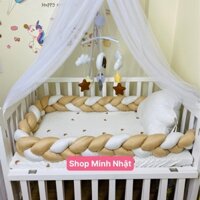 Xả kho Combo cũi bộ 6 món gồm Cũi, đệm,ga, quây, màn, bánh xe siêu đẹp cho bé yêu (ga nhung hạt)