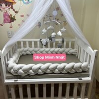 Xả kho Combo cũi bộ 6 món gồm Cũi, đệm,ga, quây, màn, bánh xe siêu đẹp cho bé yêu (quây trắng)