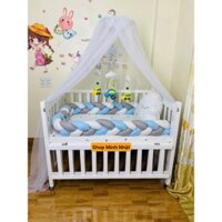 Xả kho Combo cũi bộ 6 món gồm Cũi, đệm,ga, quây, màn, bánh xe siêu đẹp cho bé yêu
