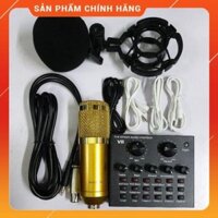 Xả Kho- combo míc hát livestream thu âm karaoke online micro BM800 +sound card v8