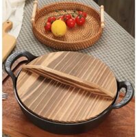 [XẢ KHO+FREE SHIP] CHẢO GANG CHỐNG DÍNH RETRO NẮP GỖ