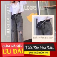 [XẢ KHO - FREESHIP] Quần Baggy Jeans Khói Rách Gối Cạp Cao