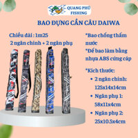 (Xả kho giá rẻ) Bao đựng cần câu cá DAIWA cao 125cm, 2 ngăn chính 2 ngăn phụ, túi đựng cần câu cá chắc chắn
