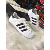 [Xả Kho] Giày adidas mũi trơn trắng 3 sọc hot 2021