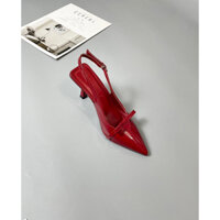 XẢ KHO Giày cao gót mũi nhọn hở gót đính nơ cao 7 phân