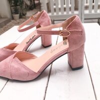 [XẢ KHO]  Giày cao gót nữ mũi nhọn màu hồng 7P