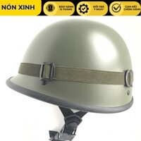 Xả kho - Mũ bảo hiểm Lính viền KM10 - Xanh lính - Dành cho người đầu siêu nhỏ & siêu to - vòng đầu (54-56cm) & (59-60cm)