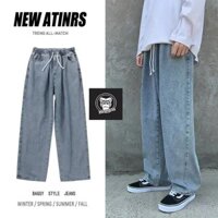 [xả kho] Quần jean ống suông nam nữ rộng lưng chun màu xanh pon.mens hà nội