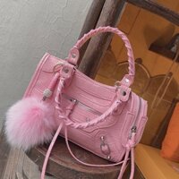 XẢ KHO SALE RẺ VÔ ĐỊCH Túi xách nữ đep chéo BB city pink da vân cá xấu bóng dáng trống hàng siêu hot