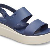 [Xả kho] Sandal Nhựa Nữ 2 Quai Ngang, Cao 5 cm, Đi Mưa, Chống Trơn Trượt Brooklyn (Xanh navy)