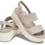 [Xả kho] Sandal Nhựa Nữ 2 Quai Ngang, Cao 5 cm, Đi Mưa, Chống Trơn Trượt Brooklyn (Ghi)
