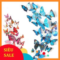 💓Xả Kho💓 Set 12 bướm 3D trang trí tủ lạnh hoặc dán tường - Xanh Đen