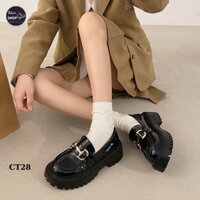 [XẢ KHO SIZE 35] Giày Lười Nữ Đế Cao Màu Đen Đơn Giản Kiểu Anh Phong Cách Retro Mary Jane Hot Trend 2023 - CT28