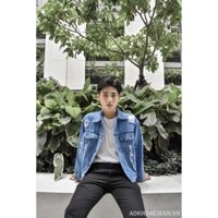 XẢ KHO THANH LÝ Áo khoác jean nam rách xanh nhạt - KJRXNM