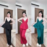 [XẢ KHO]Bộ đồ ngủ 2 dây lụa sexy/Chất vải lụa mềm mịn[MÃ A16]