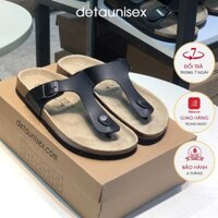 [XẢ KHO]Dép Detaunisex dép đế trấu nam nữ xỏ ngón da PU màu đen