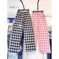 [XẢ KHO_FREESHIP]  [Chất Đẹp]  [Rẻ Vô Địch] Quần Kẻ Nữ Caro Lưng Cao Dáng Rộng Ống Suông ulzzang(Có Ảnh Th