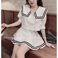 [XẢ KHO_FREESHIP]  [XẢ KHO - FREESHIP] Sét Bộ Thủy Thủ sét áo sơ mi thuỷ thủ mix chân váy