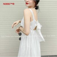 [XẢ KHO_FREESHIP]  [XẢ KHO_FREESHIP] Đầm Maxi Buộc Nơ Sau Đi Biển Xinh Cực [Chất Đẹp] Đầm Hai Dây Dáng Xòe Phong Các