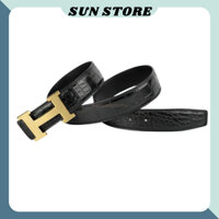 [Xả kho]Thắt lưng nam da cá sấu phần bụng nguyên miếng cao cấp màu đen , dây lưng nam da cá sấu, thắt lưng da #B3106