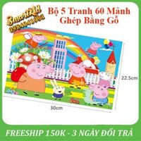 XẢ KHO_Tranh Xếp Hình_Bộ 5 Tranh 60 Mảnh Ghép Hình Bằng Gỗ Cho Bé 1-10 Tuổi