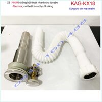 Xả lavabo nhấn Kace KAG-KX18, bộ xả inox 304 ống thải ruột gà cho chậu rửa mặt sứ hiệu suất sử dụng tốt chặn tóc TỐT