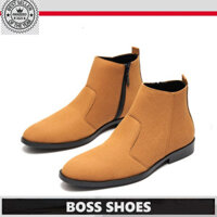 XẢ LỖ █ Giày chelsea boots nam da lộn ( mầu Vàng - Form to nên đặt lùi 1 size sẽ ôm chân hơn)  cổ khóa, đế khâu chắ