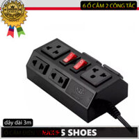 XẢ LỖ █ Ổ Cắm Điện 6 ổ Đa Năng Liền Dây 3 m có 2 công tắc Tắt/Mở 10A 250V CHÍNH HÃNG VINAKIP