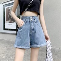 XẢ Quần short jean nữ cạp cao quần short ngắn thời trang cá tính phong cách