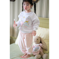 XẢ SET BỘ HOẠT HÌNH THỎ GẤU QUẦN BO HỒNG