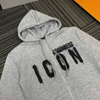 🔥[Xả]🔥Áo Hoodie Nam Nữ DSQ Nỉ Chân Cua Xám Tiêu In Chữ ICON Loang Sơn Ngực Cao Cấp Boy Phố - Áo Hoodie DSQ2 Icon ZIP