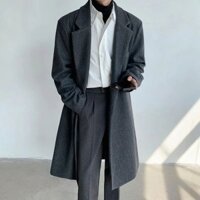 [Xác thực chính thức] Áo khoác len Over-the-Knee nam cao cấp vừa phải mặc đường phố rộng rãi Áo khoác len mùa xuân hợp thời trang Áo khoác gió len Bo