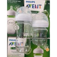 (Xách tay Mỹ)Bình sữa Avent 120/240ml thủy tin cổ rộng natural.