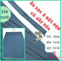 Xám xanh Áo bọc nệm 2 mặt dây kéo vải thun sợi siu silk màu trơn Hàn Quốc vỏ bọc bảo vệ nệm nguyên tấm không chia ngăn co dãn - 2m x 2m - 5cm Xám xanh