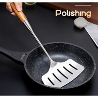 Xạn chiên cá đục lỗ ráo dầu Inox 304 tay cầm bằng gỗ cách nhiệt - 40x18cm 260g