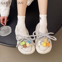 Xăng đan Cao Gót Bền Đẹp Và Phong Cách CUI YU XUAN, Có Đế Cao Su Dày Và EVA Trên - Trắng-Gray, Đen-Gray, Đen-Red