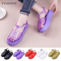 Xăng đan / Dép đế bệt nữ màu đen Giày cao su dày dây đeo lưng