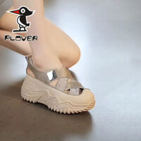 Xăng đan đục lỗ bít mũi PLOVER Giày thể thao thường ngày đế thấp đế xốp độn cao đế dày mẫu mới mùa hè 2024 nữ