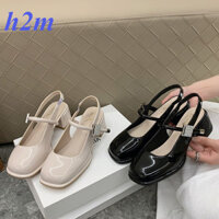 Xăng đan nữ bít mũi -Sandal nữ da bóng gót cao 5cm chất liệu cao cấp , quai đính đá sang chảnh [Hàng Siêu Cấp] - MSP:05