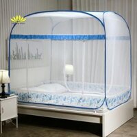 [XANH DƯƠNG] Mùng chụp đỉnh vuông 1 viền chân - màn chụp tự bung cao cấp có viền chân Màu xanh dương