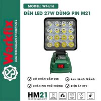 [XANH] Thân bóng đèn LED Chạy pin máy khoan WORKFIX WF-L16 27W, 16 Bóng LED – Chân Pin Phổ Thông Makita 18V