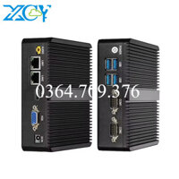 Xcy không quạt Mini PC để bàn j4125 J1900 3805U i3 i5 5200U NUC Mini PC Win10 Linux với RS232 kép du