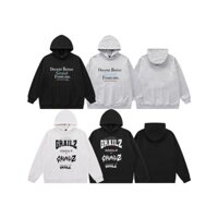 Xdh9 Grailz from Me Letter Print Same Earrings for Couple Loose Hooded Casual Sweatshirt