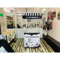 Xe bán cà phê mang đi lắp ráp xếp gọn có mái che - sản phẩm bán chạy số 1