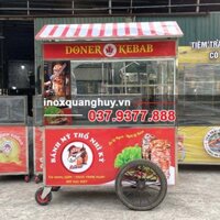 Xe Bánh Mì Kebab 1m6 Mái Ngói Bánh Xe Bò Siêu Bền Bỉ