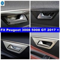 Xe Bên Trong Tay Nắm Cửa Bát Khung Bao Viền Cho Xe Đạp Peugeot 3008 5008 GT 2017 - 2023 Sợi Carbon / Mờ / Đen Chải / Bạc