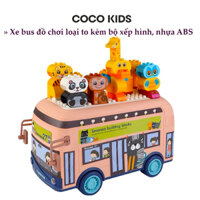 Xe bus đồ chơi loại to, nhựa ABS kèm bộ xếp hình, có đèn, có nhạc cho bé